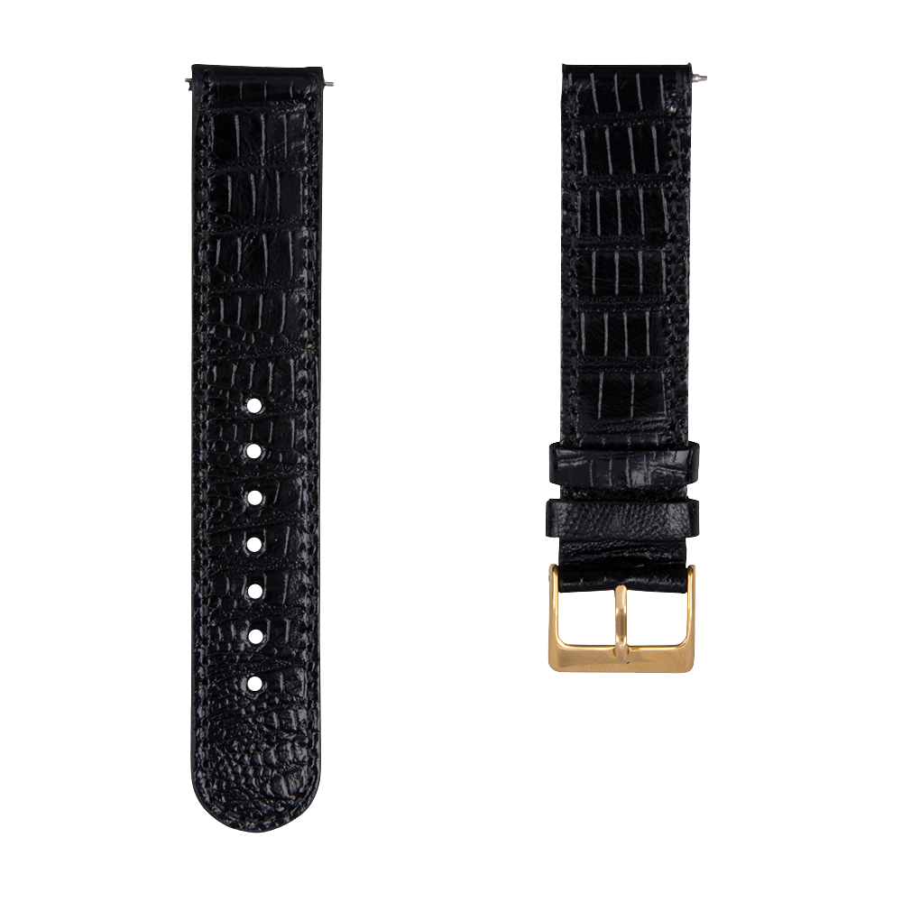 Wearable Watchstrap | Zwart snake | Goud | 18 mm |